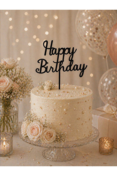 Dekor 🎂 Happy Birthday Pasta Üstü Yazı – (17 cm)