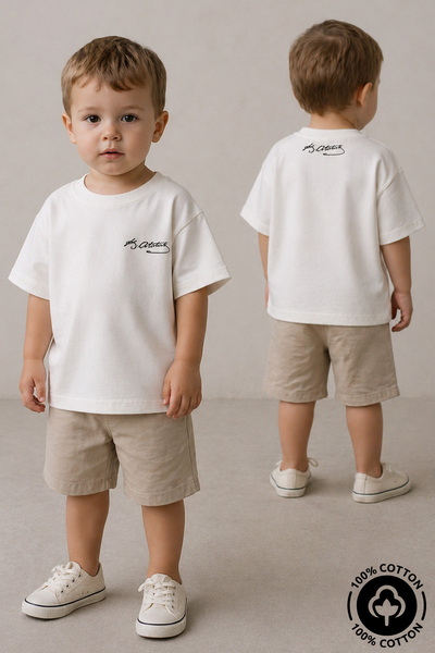Miniel Unisex Crew Neck Ataturk Printed 100% Cotton Oversize T-Shirt Baby-Child