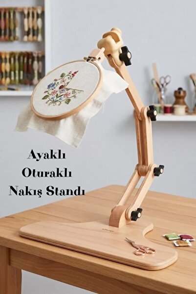 Other Ayaklı Ve Oturaklı Tam Ayarlanabilir Nakış Standı – Çok Eklemli Ahşap K...