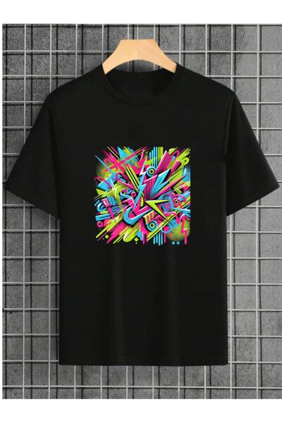 yeni tasarim Siyah Unisex Baskılı T-shirt Oversize