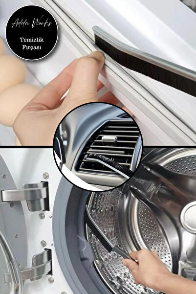 Adda Works 3 Adet Çok Amaçlı İnce Temizlik Fırçası Seti | Derz Arası, Banyo, Mutfak, Lavabo Detay Temizleme Fırçası