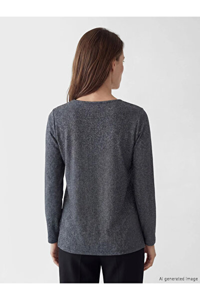 LC Waikiki Γυναικείο T-Shirt Anthracite Crew Neck