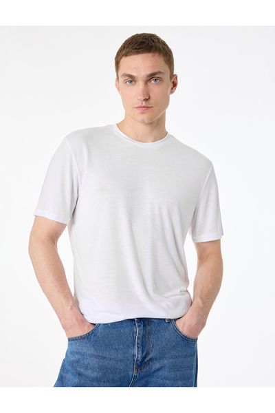 Koton Regular Fit Viscose Blended Short Sleeve Crew Neck Basic T-Shirt