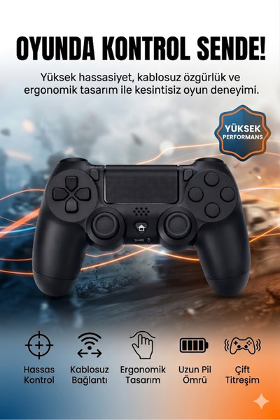 Maybax Kablosuz Oyun Kolu Bluetooth Gamepad PS4 PC Android iOS Uyumlu Titreşi...