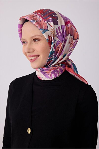 Belli Tivil Pure Silk Scarf 4323 - 82 Κοραλλί Σχέδιο Λουλουδιών