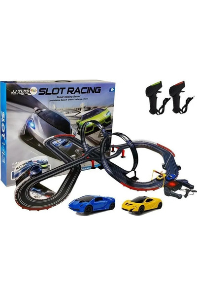 LeanToys Pistă de curse gigantă cu 2 circuite, mașini la scară 1:43, Pilot, 1...