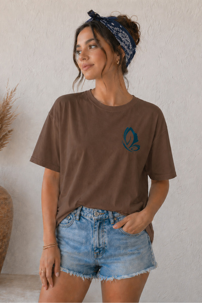 ArtYus Μπλουζάκι Unisex Oversize με στάμπα Minimal Butterfly Line – Βαμβακερό...