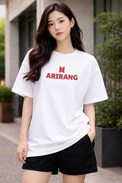 puolikuu تيشيرت كبير الحجم مطبوع عليه Arirang World Tour BTS