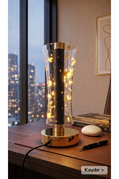 Vivido Home Altın Varaklı Gold Aura Masa Lambası