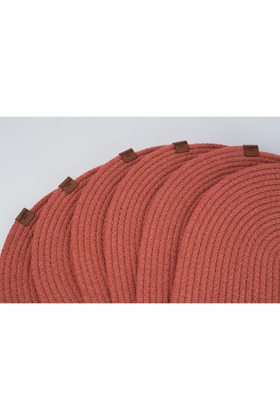 Fabrix Home 6-Piece Oval Jute Platter American Service Set Brick Color Bohemian Tableware Presentation Plate Coaster