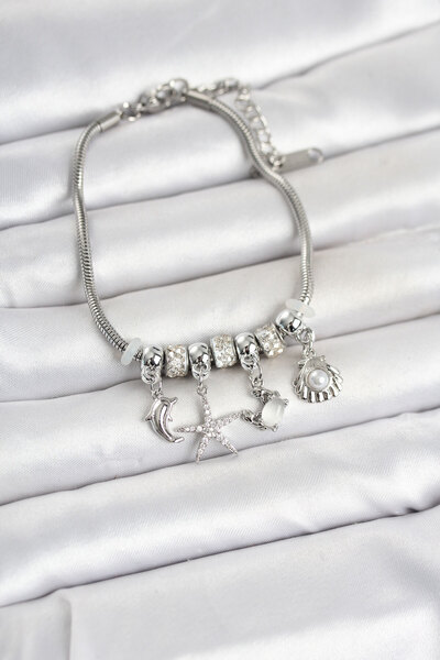 Lisinya Brass Silver Color Summer Concept Charm Women's Bracelet -