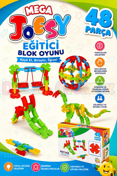 Doğan Oyuncak Dünyası Mega Joesy Eğitici Blok Oyunu 48 Parça - Oyuncak Lego S...