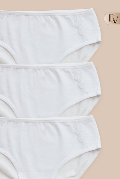Bella Veza Girl's Panties Slip Lace Detailed White 3 Pieces