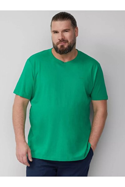 s.Oliver Big Sizes Men's T-shirt with crew neck, Regular fit, Green, 4XL