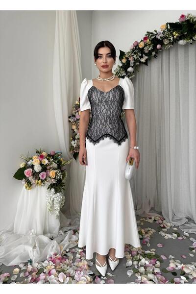 conconmoda Cresh Tasarım Dantel Detay Mini Elbise