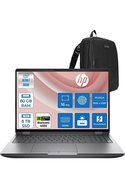 HP Zbook Fury 16 G1I Intel Ultra 7 265HX Ddr5 80GB 8tb SSD 16GB/RTXPRO4000 Bl...