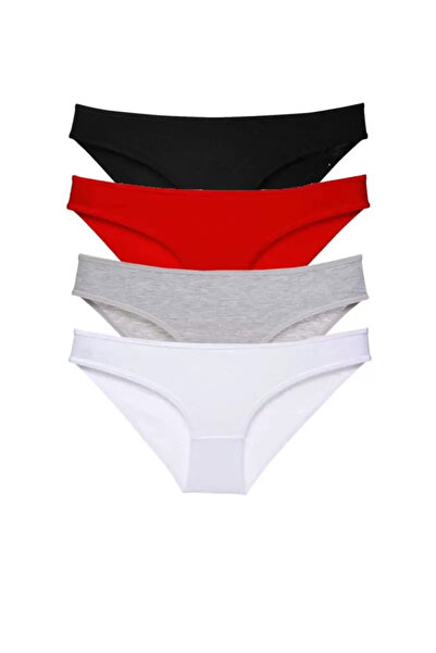 Mestore 4 Pieces Super Eco Set Lycra Women's Slip Panties Black Red Gray White