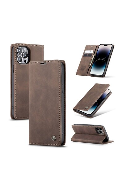 Caseme -013 Πολυλειτουργική θήκη Βιβλίο Καφές (Apple iPhone 14 Pro)