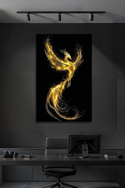 Parıltı Yayınları Gold Işıltılı Zümrüdü Anka Kuşu Modern Dekoratif Cam Tablo