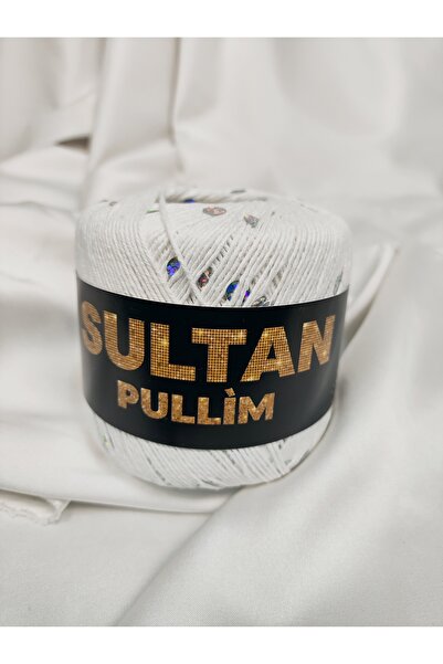 Sultan Pullim Βαμβακερό Λευκό Νήμα Πλεξίματος με Παγιέτες 50γρ. (4 Τεμάχια) -...