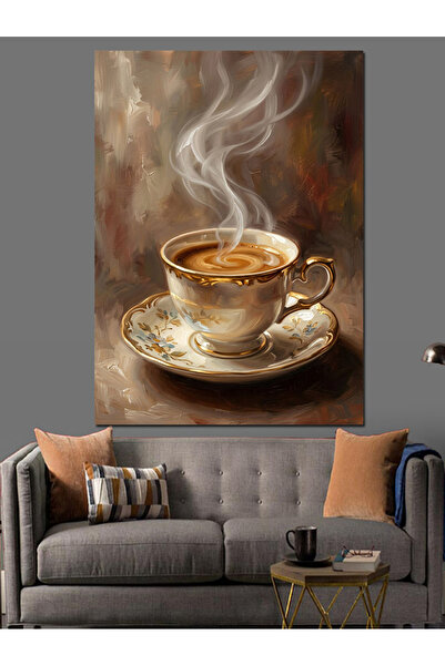 Artmeg Cană de cafea fierbinte care scoate fum, pânză decorativă - Masă din l...