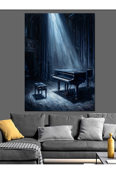 Artmeg Piano singur în lumina scenei, pânză decorativă - Masă din lemn MDF