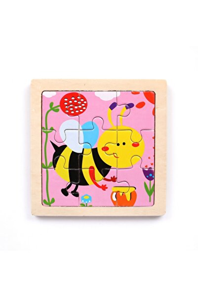 PinkBlue Puzzle educativ din lemn Albinuta pentru copii - 9 piese - dezvolta ...