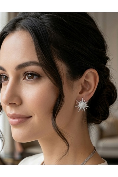 Nazellaa Sun Design Zircon Stone Earrings