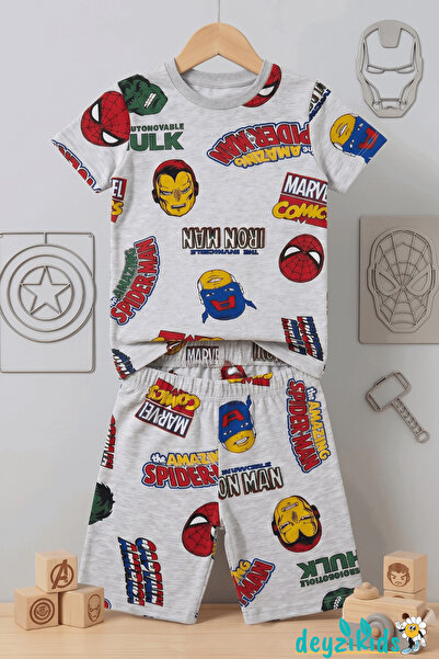 Deyzikids Gri Karekter Baskılı Kısa Kollu Bisiklet Yaka Beli Lastikli T-Shirt...