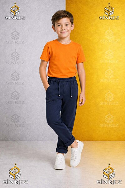 SİNREZ Pantaloni uni pentru băieți 8.MDL cu talie elastică din Lycra, stil cu...