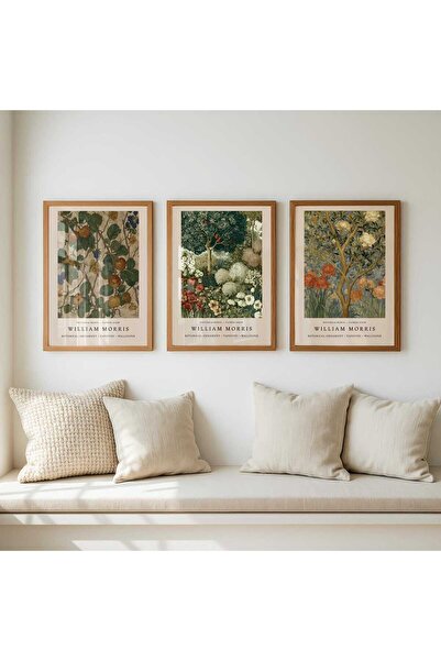 NinaStore William Morris Botanik Baskı Seti (3 Parça) - Çiçek Müzesi Poster Ü...