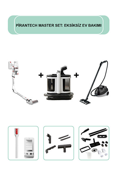 PiranTech ES-330 Kablosuz Süpürge & V22C Halı ve Koltuk Yıkama & CB-107C Prof...