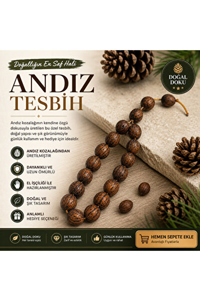QELA COLLECTION Andız Tesbih – Doğal, El İşçiliği, Şık Tasarım, Karton Kutulu