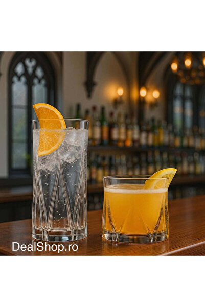 dealshopromania Set de 6 pahare înalte din sticlă, 370 ml, Zoe377, pahare pen...