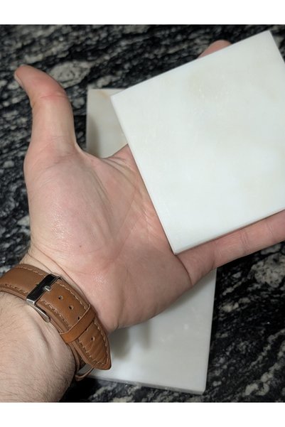 Pergamon Marble & Design Marble Coaster 1Pc It Is Made of Real Marble, White and Cream Mix Color