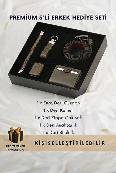 CüzCan Kutulu Klasik Erkek Deri Cüzdan Kemer Çakmak Bileklik Anahtarlık Seti ...