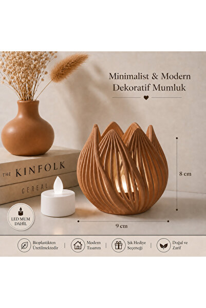 zulya Minimalist Modern LED Mumluk 9x8 cm | Dekoratif Işıklı Mumluk | Şık Ev ...