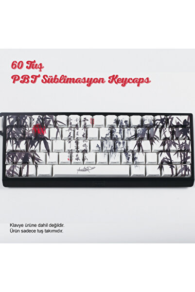 silabor Retro Mürekkep Tarzı PBT Keycaps Süblimasyon Klavye Tuş Takımı Modifi...