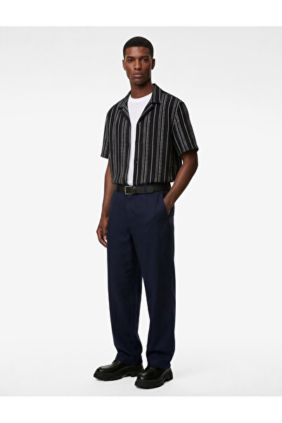 Koton Regular Fit Turn-Down Collar Cotton Short Sleeve Striped Shirt