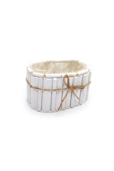 AFO Natural white wooden basket with bag inside