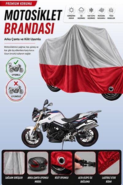 Cemku Double غطاء علوي رمادي اللون - سفلي أحمر، غطاء خلفي متوافق مع دراجة BMW...