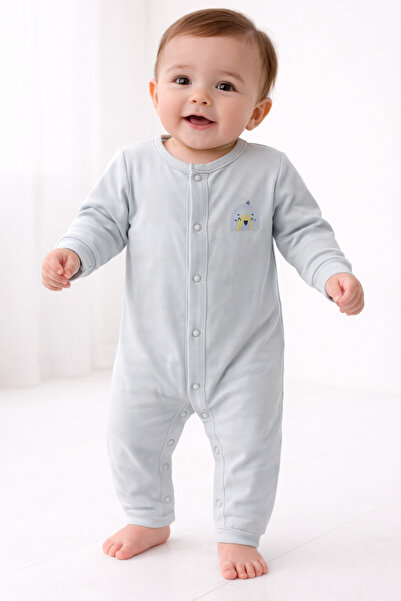 OUTLET Isyiz Baby Boy Minimal Printed Long Sleeve Jumpsuit