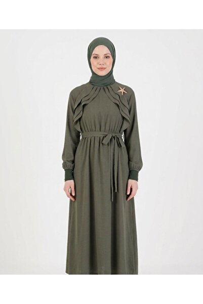 ELBİSHE Waist-Tie Hijab Dress with Stylish Accessories
