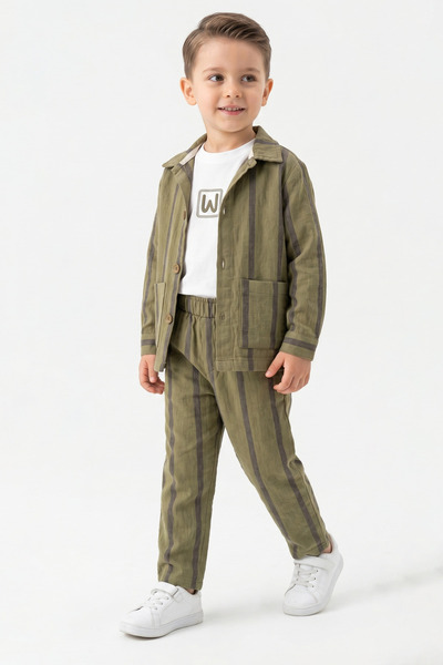 Womi Kids Boy's T-Shirt, Jacket, and Wide-Legged Pants 3-Piece Set