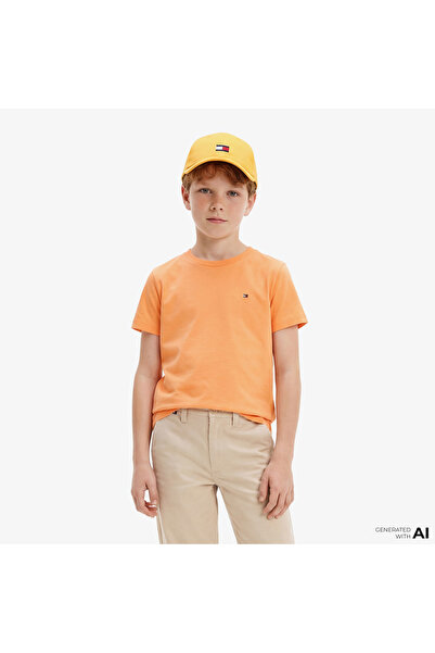 Tommy Hilfiger Essentials Çocuk Turuncu Crop T-Shirt