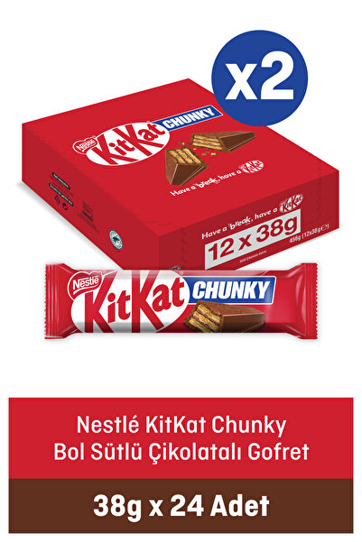 Nestle KikKat Chunky Bol Sütlü Çikolatalı Gofret 2'Li Set