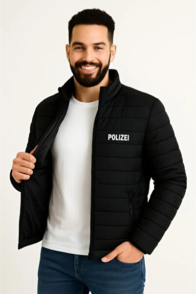 Efnaz style Men's Micro Water Repellent Quilted B Printed Lined Zippered Bomb...
