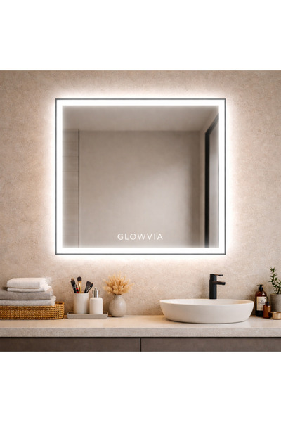 Kumlamalı LED Işıklı Kare Ayna