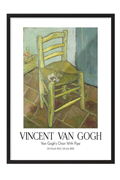 Postifull Vinsent van Gog - Van Gogova stolica sa lule, crna uokvirena slika,...