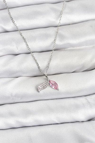 Butik سلسلة فولاذية 316L فضية اللون على شكل ذيل السمكة موديل زركون ستون للنساء